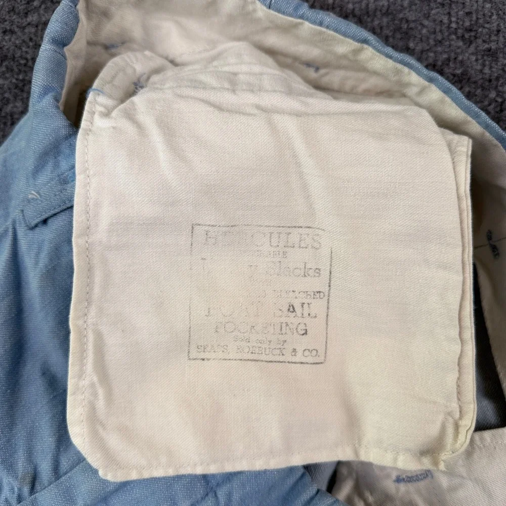 Vintage 50s Hercules Utility Pants Mens 32x32 Sail Cloth Drop Loop Gusset Chino